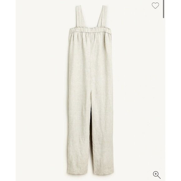 J. Crew Relaxed 100% Linen Jumpsuit Women XXS Tan Wide Leg Minimalist Beach - Picture 1 of 11
